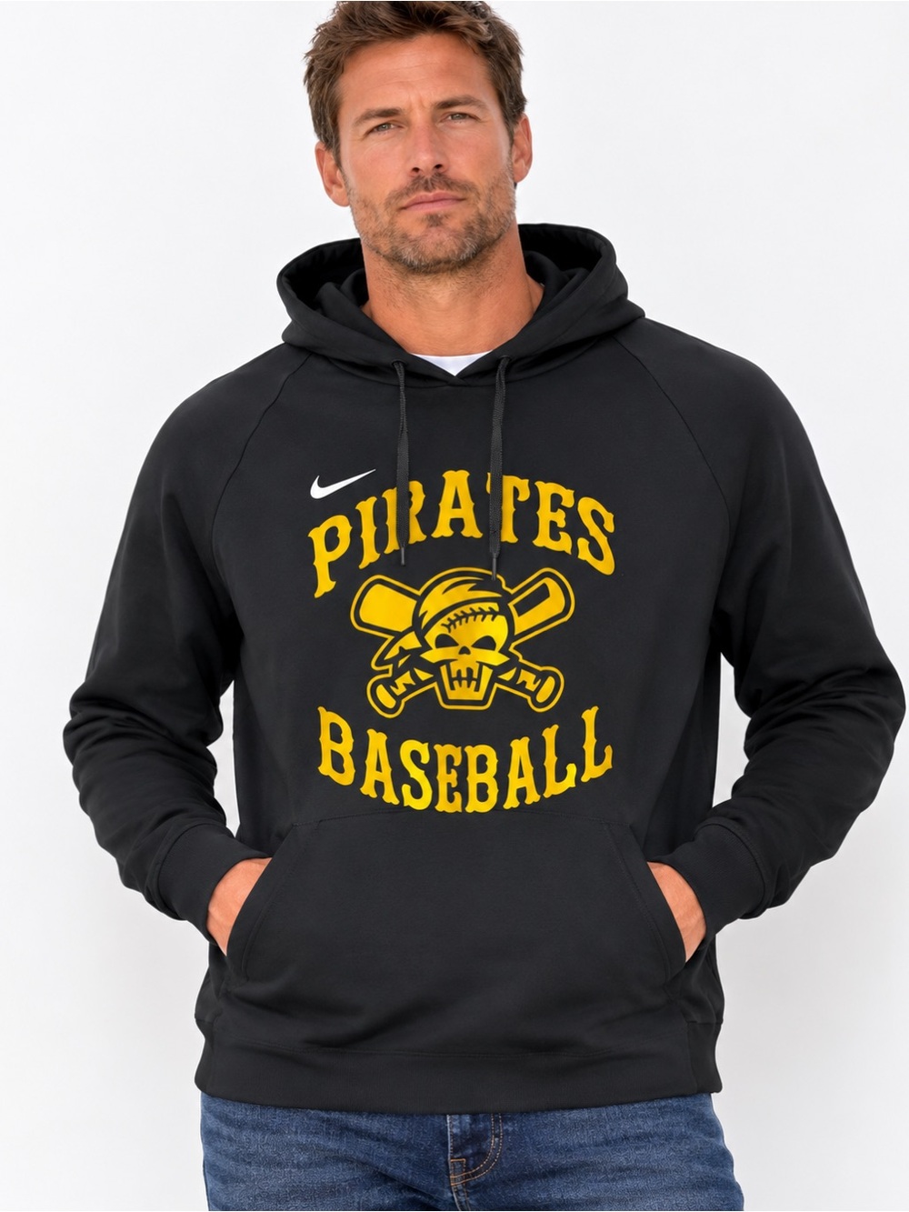 Nike Men’s XL Pirates Black Hoodie Long Sleeve Pullover Sweatshirt Dri Fit sport